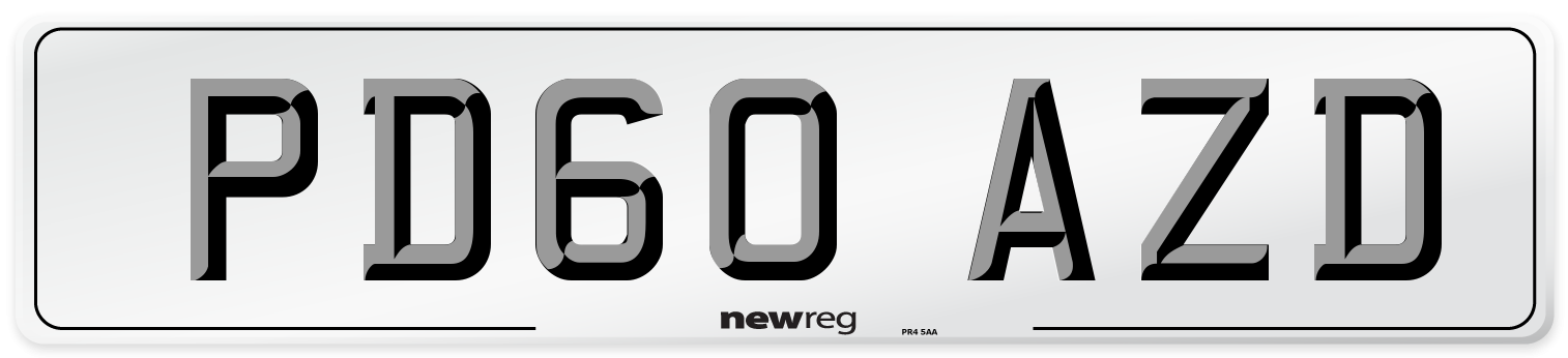 PD60 AZD Number Plate from New Reg